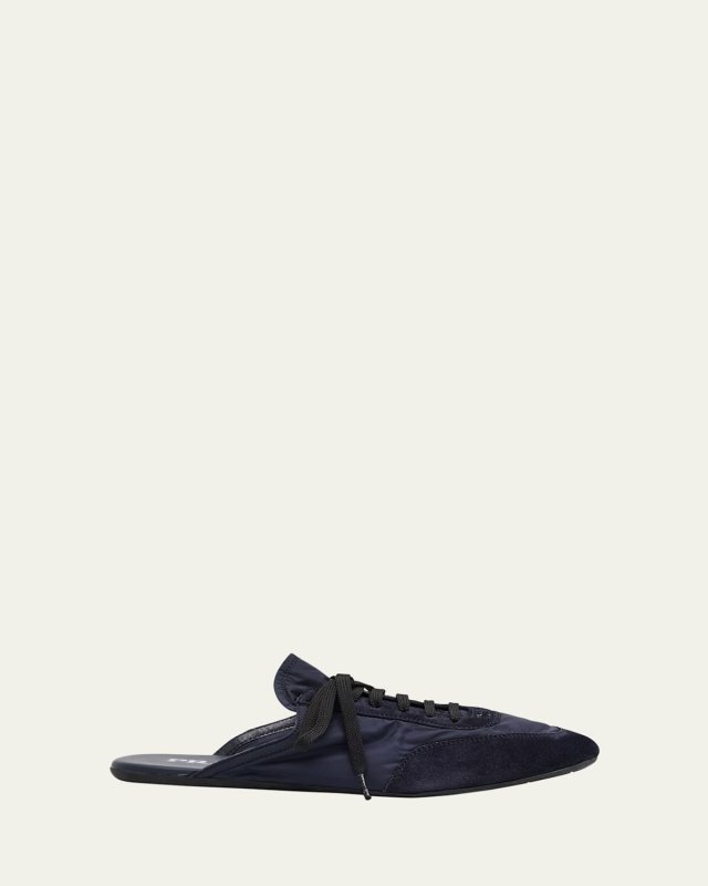 Collapse Nylon and Suede Open-Back Sneakers